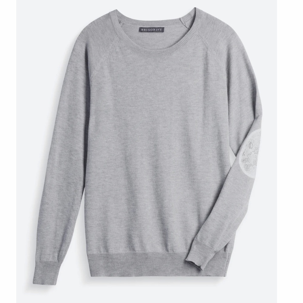 Stitch fix MARKET & SPRUCE Fierro grey Elbow Patch Crew Neck Sweater size medium